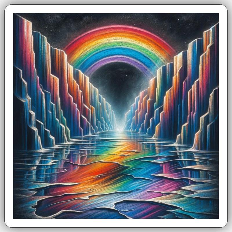 Rainbow Canyon - Sticker Größe S (10 x 10 cm) - Mattweiß