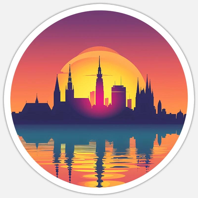 Gera Skyline - Sticker Größe S (10 x 10 cm) - Mattweiß