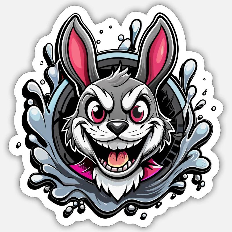 crazy easter bunny - Sticker Größe S (10 x 10 cm) - Mattweiß
