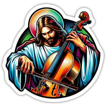 Cello Musik Jesus Christus Design - Sticker Größe S (10 x 10 cm) - Mattweiß - Vorne