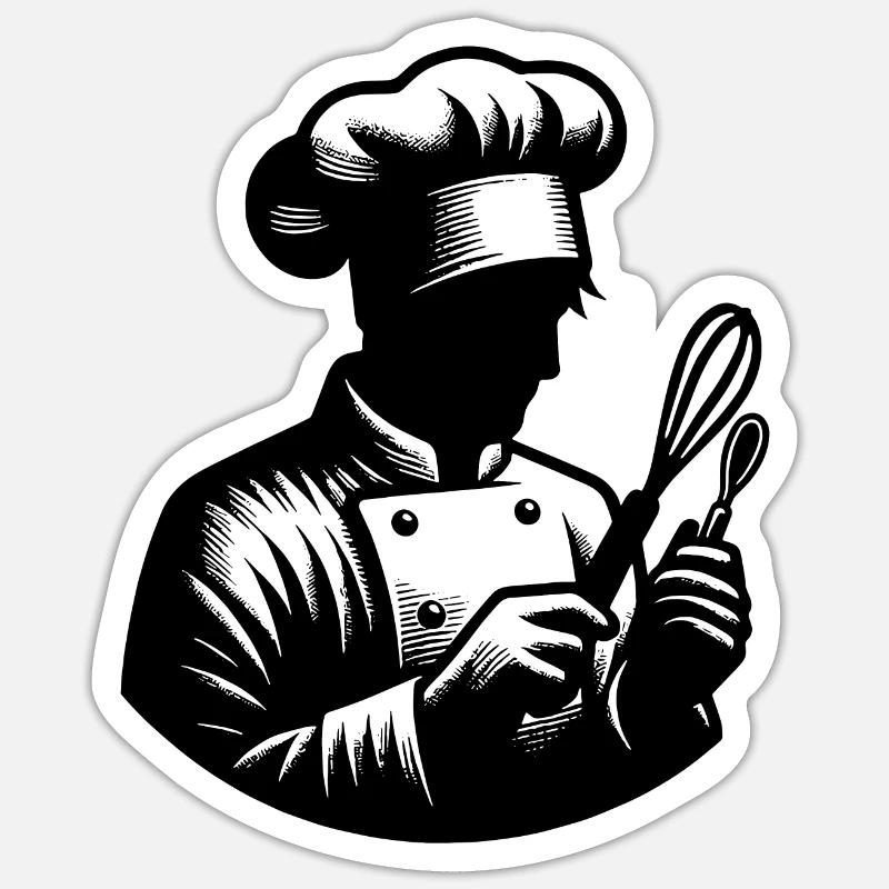 Bäcker Silhouette Portrait - Sticker Größe S (10 x 10 cm) - Mattweiß