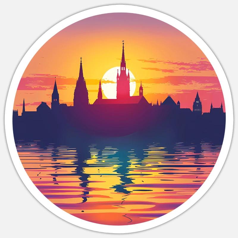 Neuss Skyline - Sticker size S (10 x 10 cm) - white matte