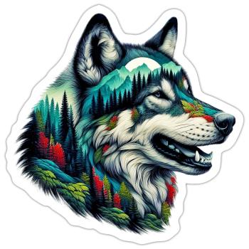 Loup - Sticker taille S (10 x 10 cm) - blanc mat - Devant