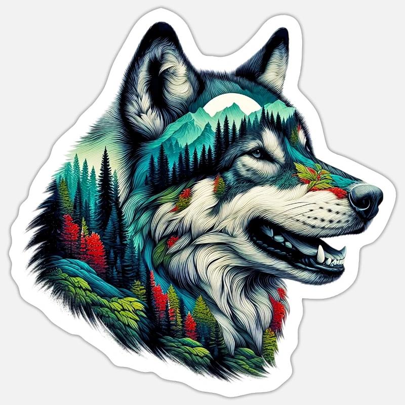 Wolf - Sticker Größe S (10 x 10 cm) - Mattweiß