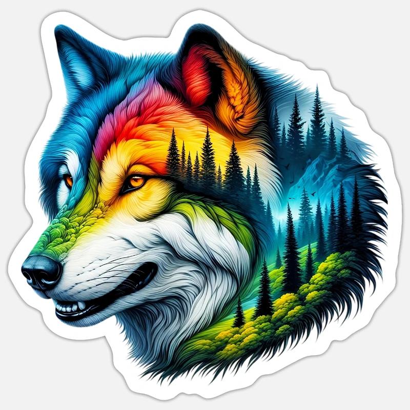 Wolf - Sticker Größe S (10 x 10 cm) - Mattweiß