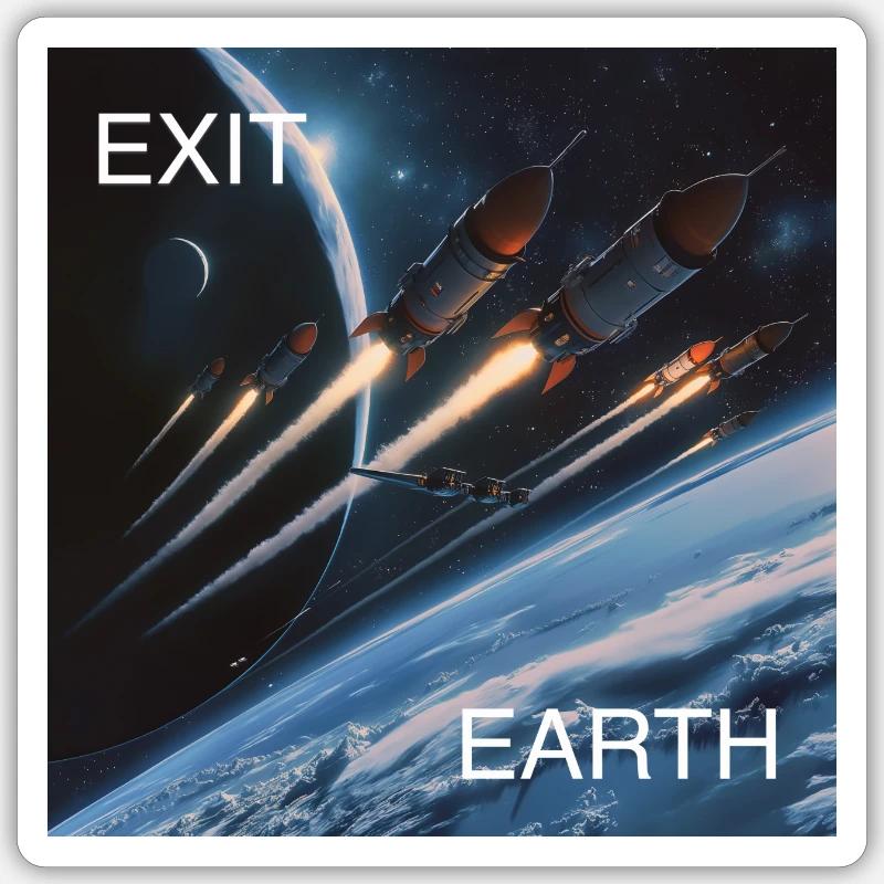 Exit Earth - Sticker size S (10 x 10 cm) - white matte