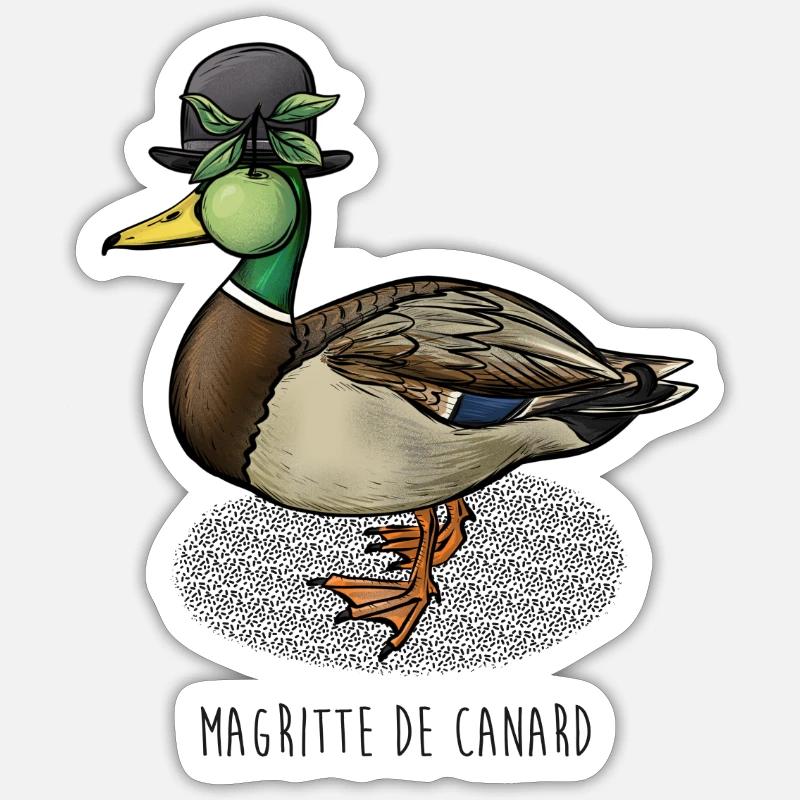 Magritte de Canard - Sticker taille S (10 x 10 cm) - blanc mat