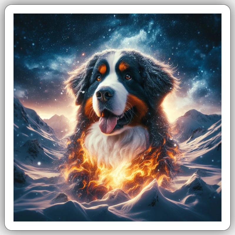 Bouvier bernois - Sticker taille S (10 x 10 cm) - blanc mat