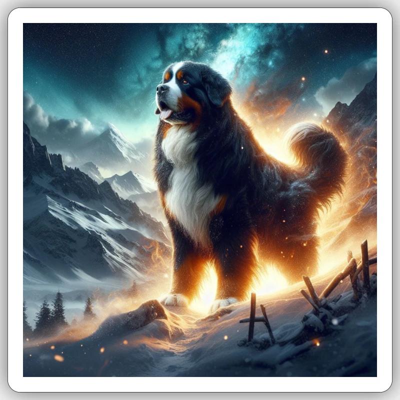 Bouvier bernois - Sticker taille S (10 x 10 cm) - blanc mat
