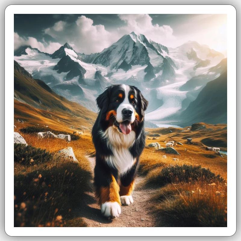 Bouvier bernois - Sticker taille S (10 x 10 cm) - blanc mat