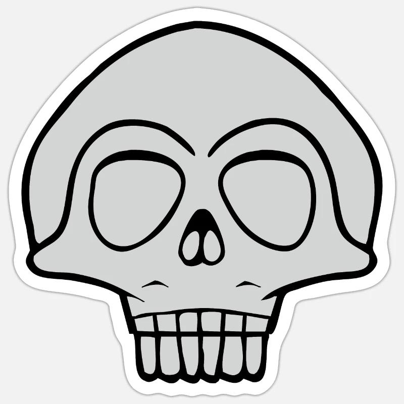 Conception de crâne gris - Sticker taille S (10 x 10 cm) - blanc mat