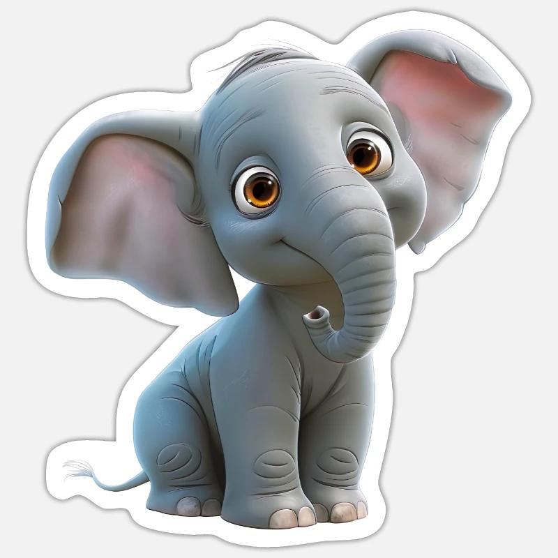 Drôle de petit éléphant - Sticker taille S (10 x 10 cm) - blanc mat