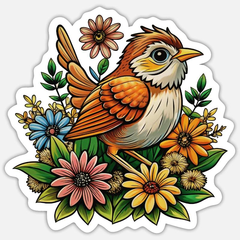 Bébé moineau - Sticker taille S (10 x 10 cm) - blanc mat