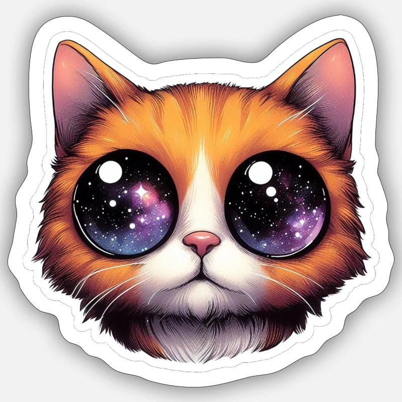 Chat mignon - Sticker taille S (10 x 10 cm) - blanc mat