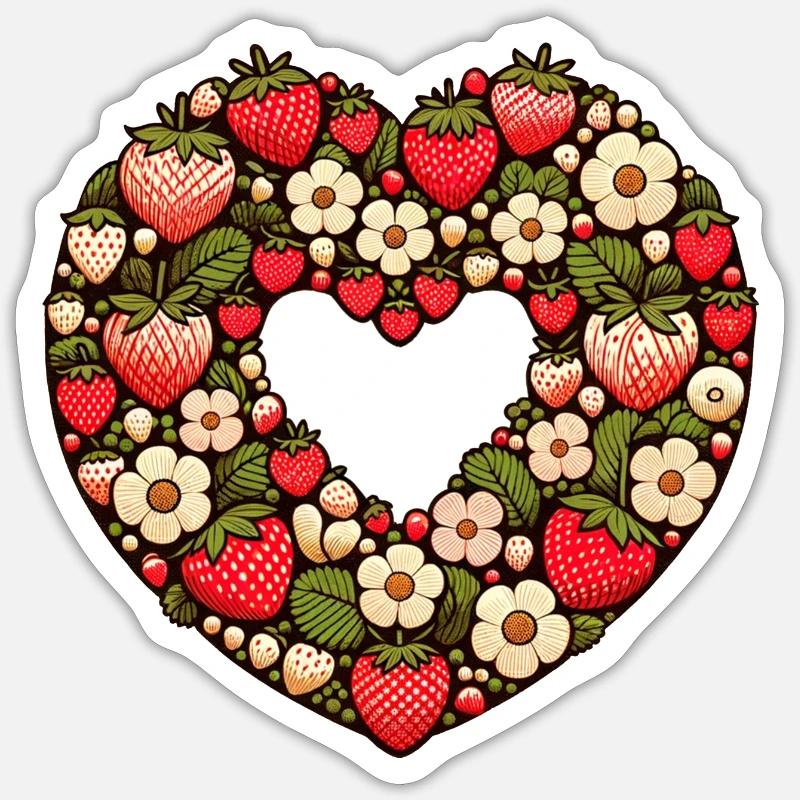 Fraises Sticker taille S (10 x 10 cm)