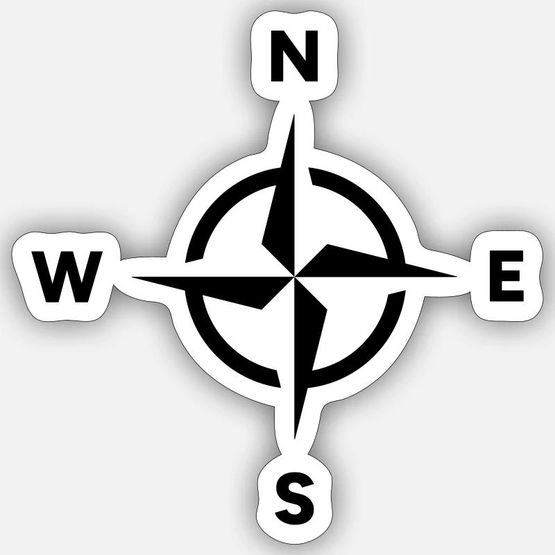 Kompass Navigation Orientierung Himmelsrichtung - Sticker Größe S (10 x 10 cm) - Mattweiß