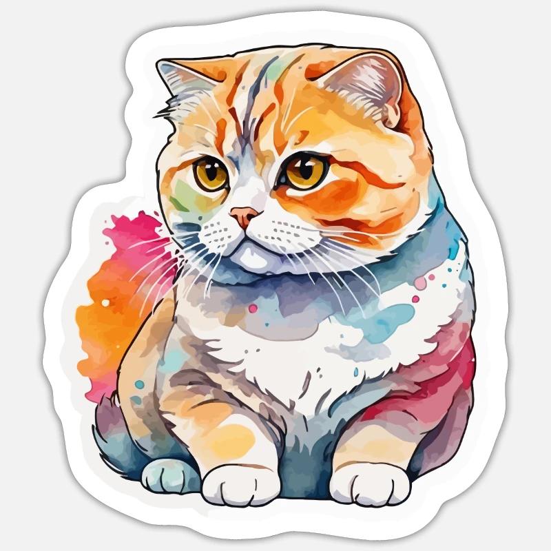 Scottish Fold Scottish Fold-Eared Cat - Sticker size S (10 x 10 cm) - white matte