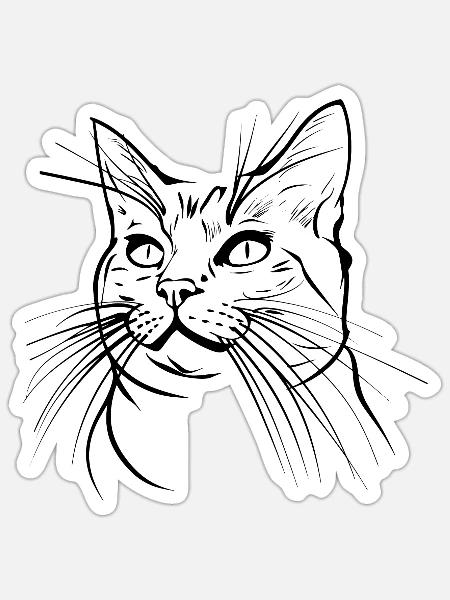 Katze, Katzenmotiv, Katzengesicht - Sticker Größe S (10 x 10 cm) - Mattweiß