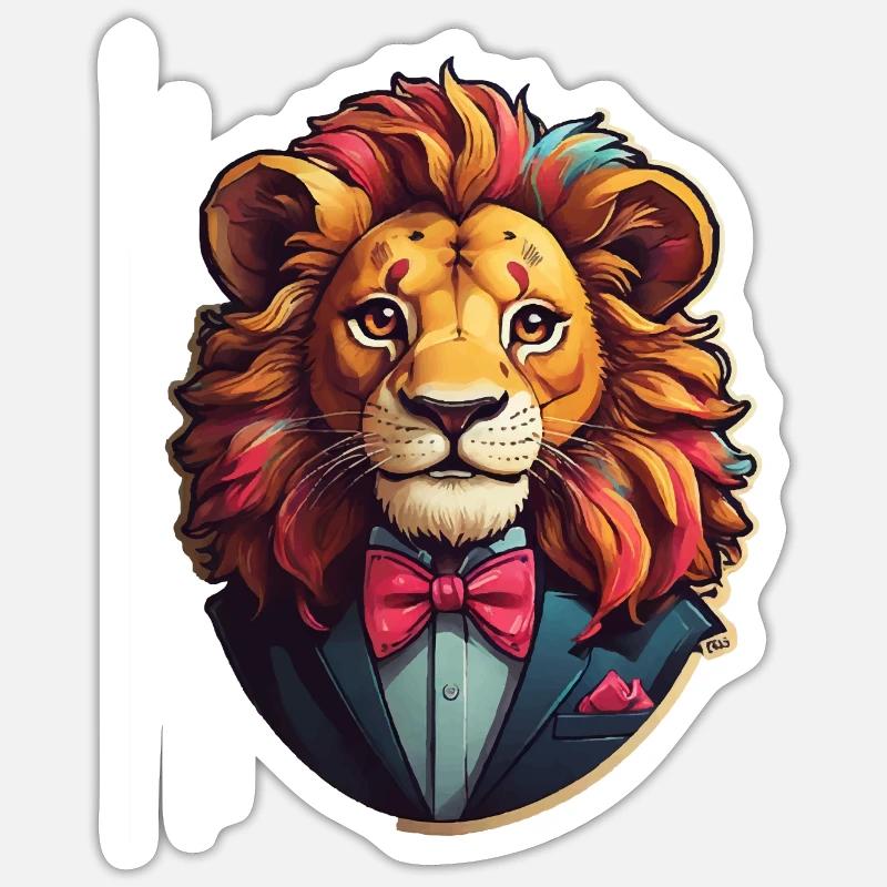 Löwe Comic - Sticker Größe S (10 x 10 cm) - Mattweiß