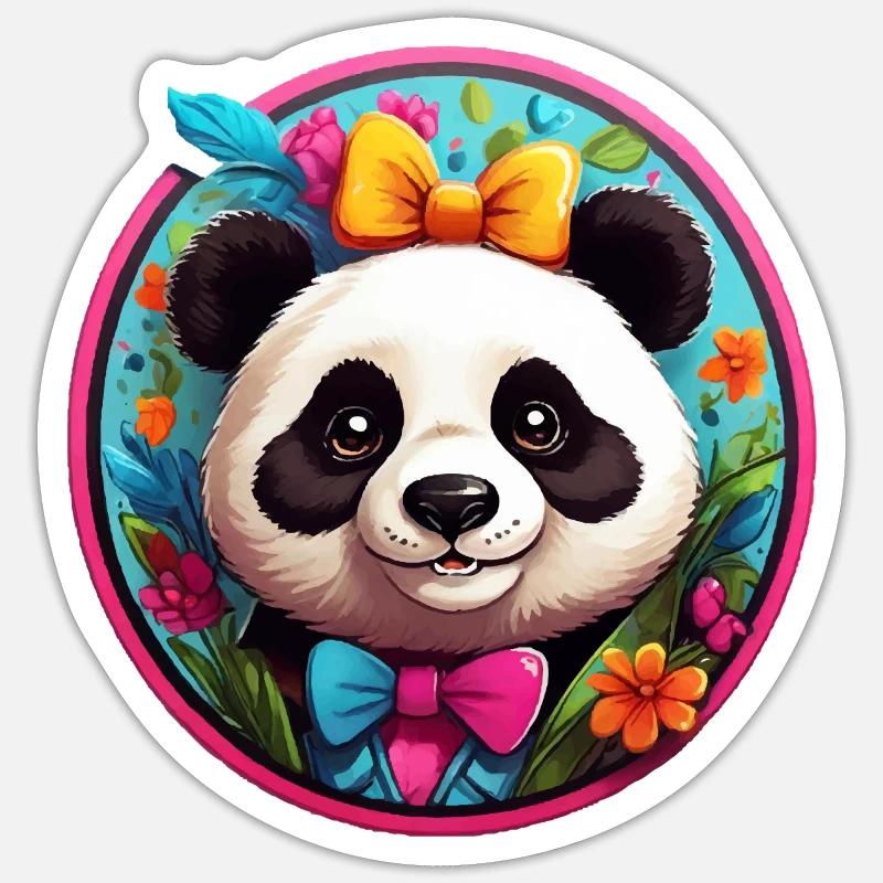 Panda - Sticker taille S (10 x 10 cm) - blanc mat