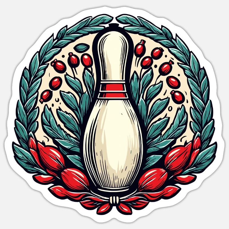 Bowling / Quilles / Bowling / Pin / Strike - Sticker taille S (10 x 10 cm) - blanc mat