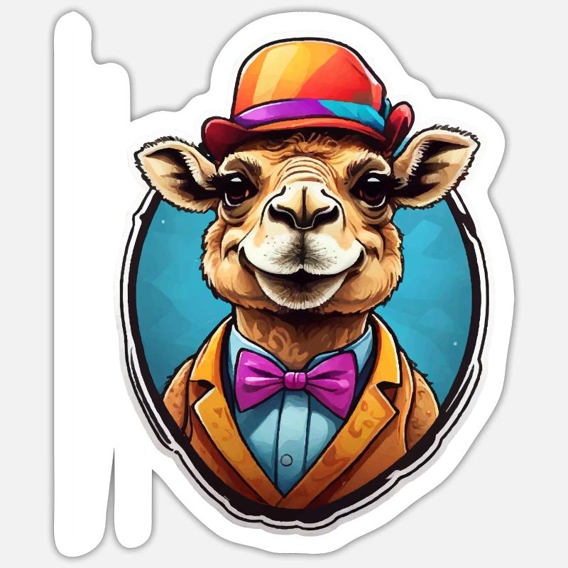 Funny Comic Camel - Sticker taille S (10 x 10 cm) - blanc mat