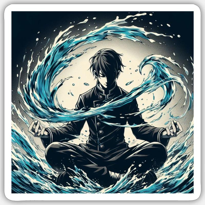 Meditatives Wasser- Element - Sticker Größe S (10 x 10 cm) - Mattweiß
