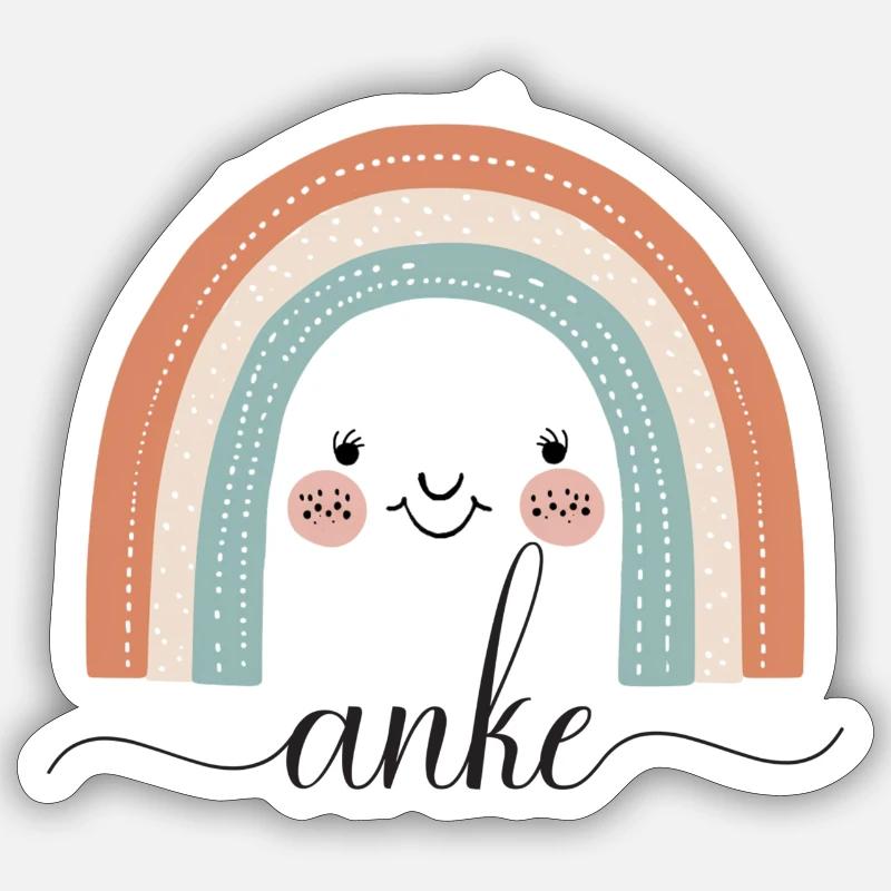 Anke! Rainbow, customisable - Sticker size S (10 x 10 cm) - white matte