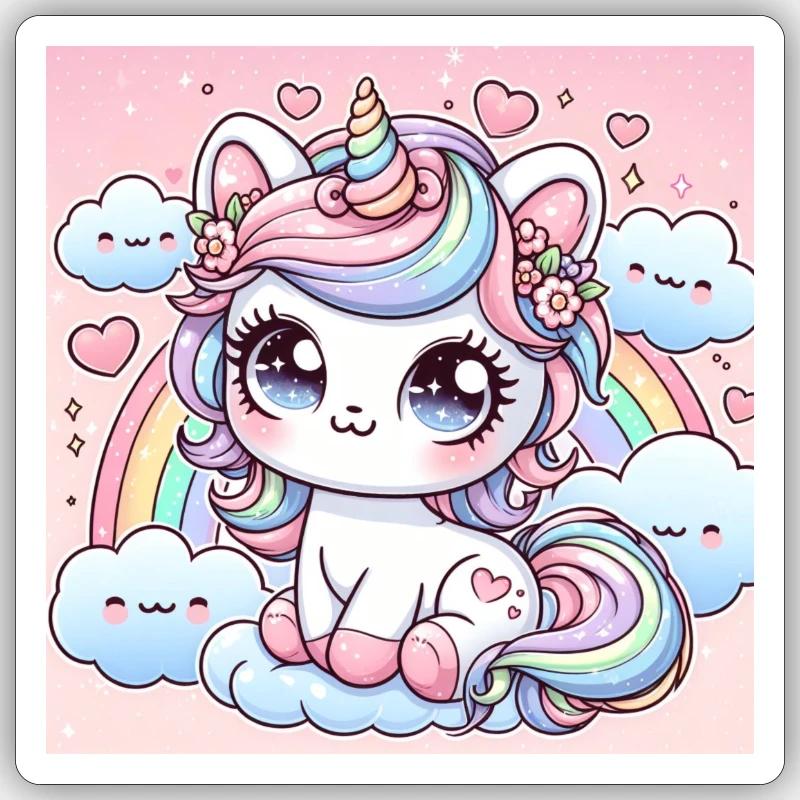 Regenbogen-Katze Sticker Größe S (10 x 10 cm)