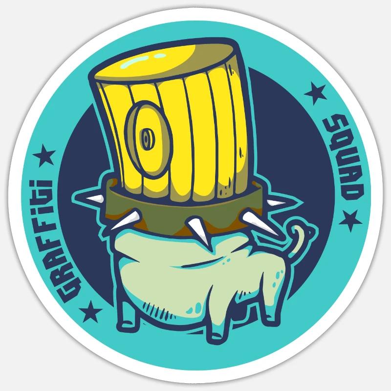 Graffiti-Truppe 2 - Sticker Größe S (10 x 10 cm) - Mattweiß