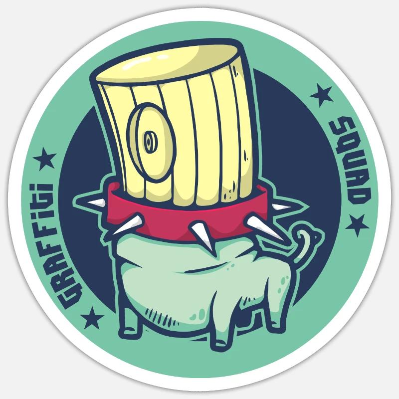 Graffiti-Trupp 12 - Sticker Größe S (10 x 10 cm) - Mattweiß