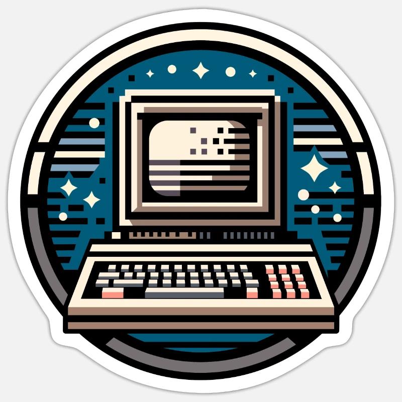 8-bits Computer Small Logo - Sticker size S (10 x 10 cm) - white matte
