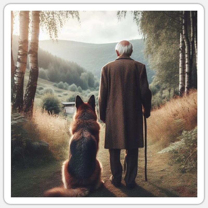 German Shepherd Art - Sticker size S (10 x 10 cm) - white matte
