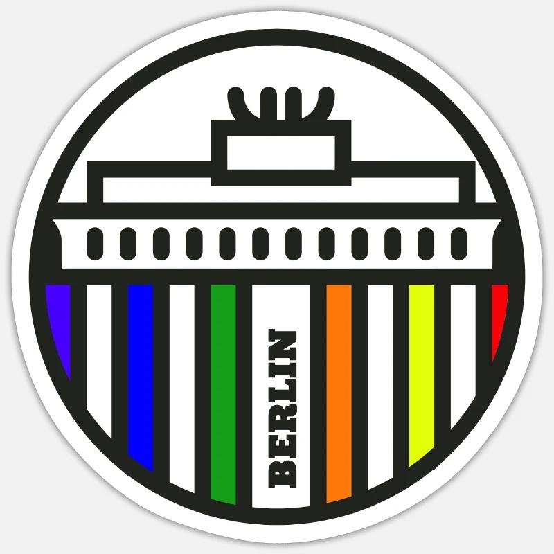 Pride Berlin Regenbogen - Sticker Größe S (10 x 10 cm) - Mattweiß