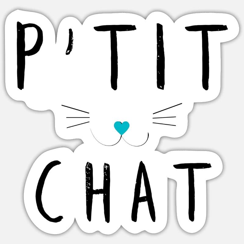 P'tit chat 4 - Sticker taille S (10 x 10 cm) - blanc mat