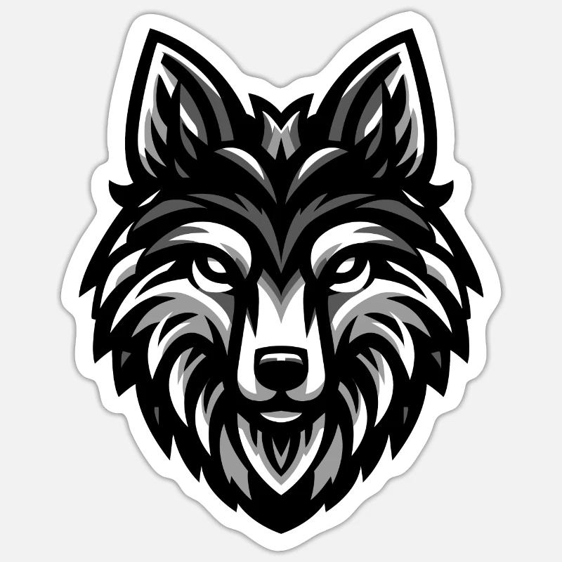 Conception de tête de loup gris Sticker taille S (10 x 10 cm)
