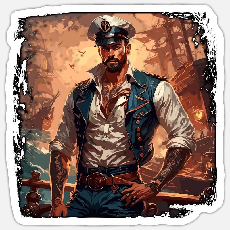 Matrose / Schiffsbesatzung / Decksmann / Anker - Sticker Größe S (10 x 10 cm) - Mattweiß