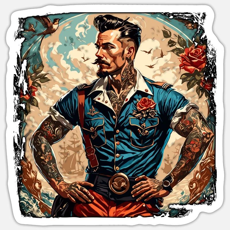 Matrose / Schiffsbesatzung / Decksmann / Anker - Sticker Größe S (10 x 10 cm) - Mattweiß