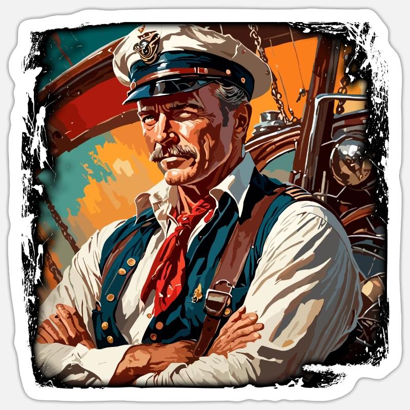Matrose / Schiffsbesatzung / Decksmann / Anker - Sticker Größe S (10 x 10 cm) - Mattweiß