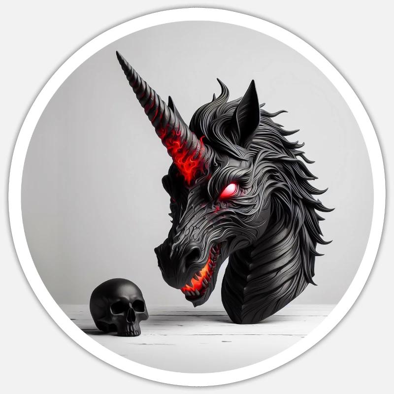 Dämonisches Einhornkopf-Design Sticker Größe S (10 x 10 cm)