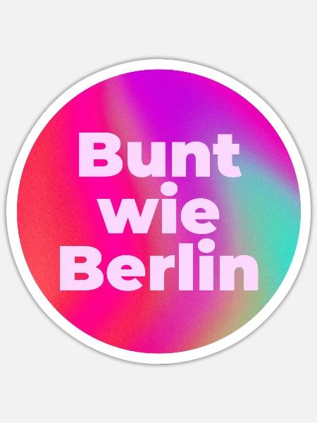 Bunt wie Berlin - Sticker Größe S (10 x 10 cm) - Mattweiß