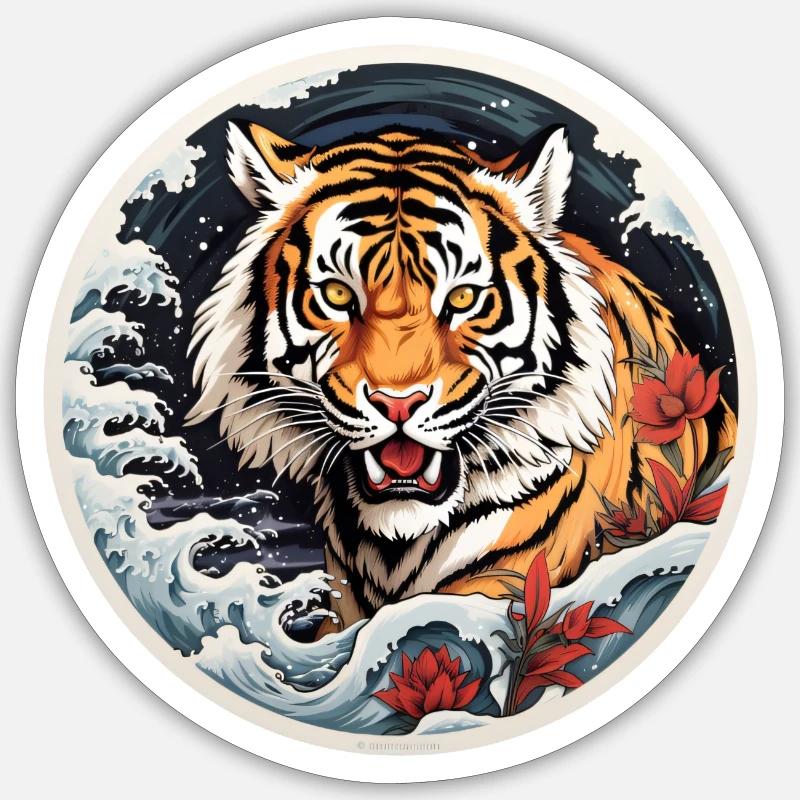 Tiger on a cold winter night Sticker size S (10 x 10 cm)