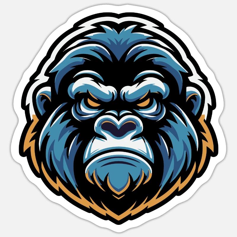 Mascot Gorilla Head - Sticker size S (10 x 10 cm) - white matte