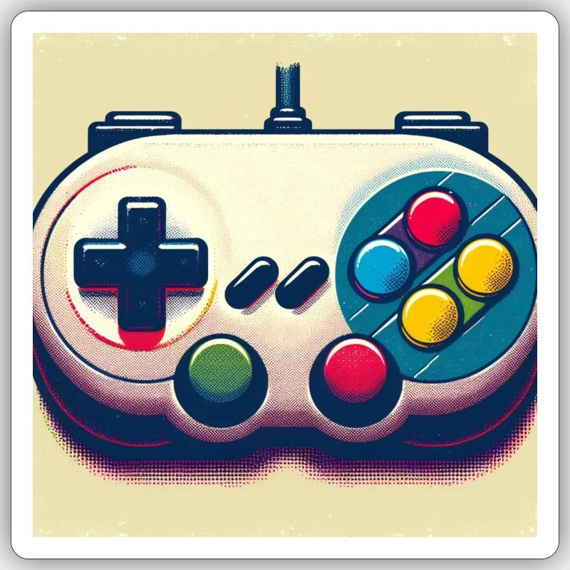 Retro Gamepad in Risograph Sticker size S (10 x 10 cm)