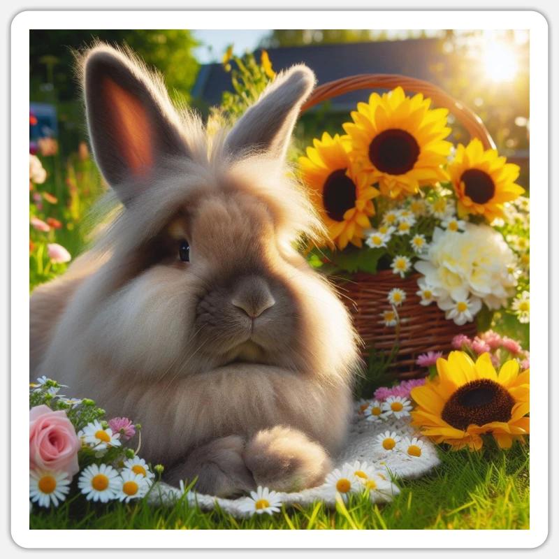 Grey Angora Rabbit Sticker size S (10 x 10 cm)