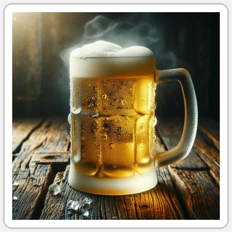 Chope à bière - Sticker taille S (10 x 10 cm) - blanc mat