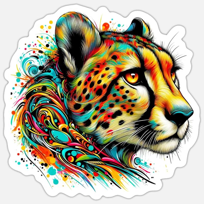 Gepard - Sticker Größe S (10 x 10 cm) - Mattweiß