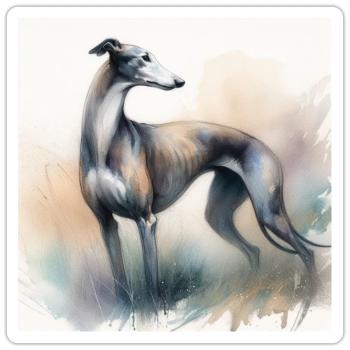 Aquarell Greyhound - Sticker Größe S (10 x 10 cm) - Mattweiß - Vorne