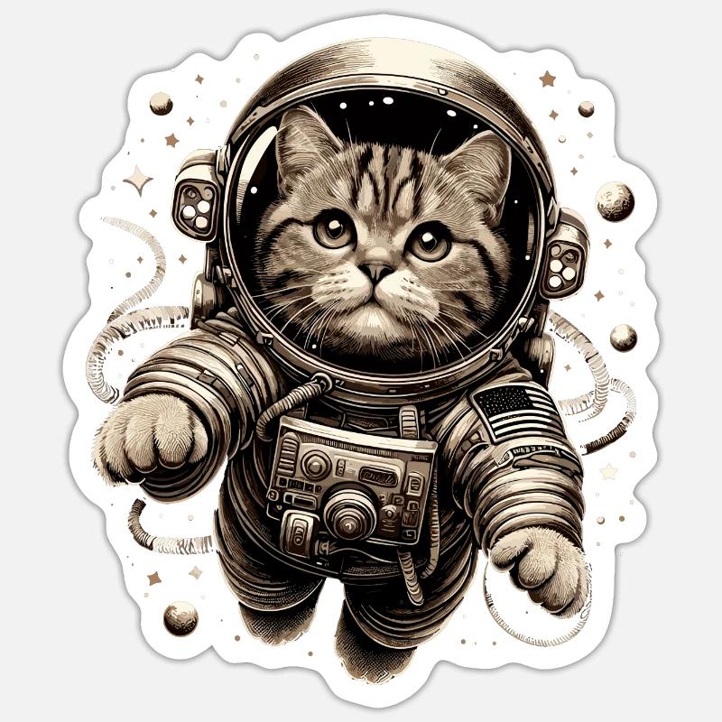 Astronaut BKH getigert Geschenk - Sticker Größe S (10 x 10 cm) - Mattweiß