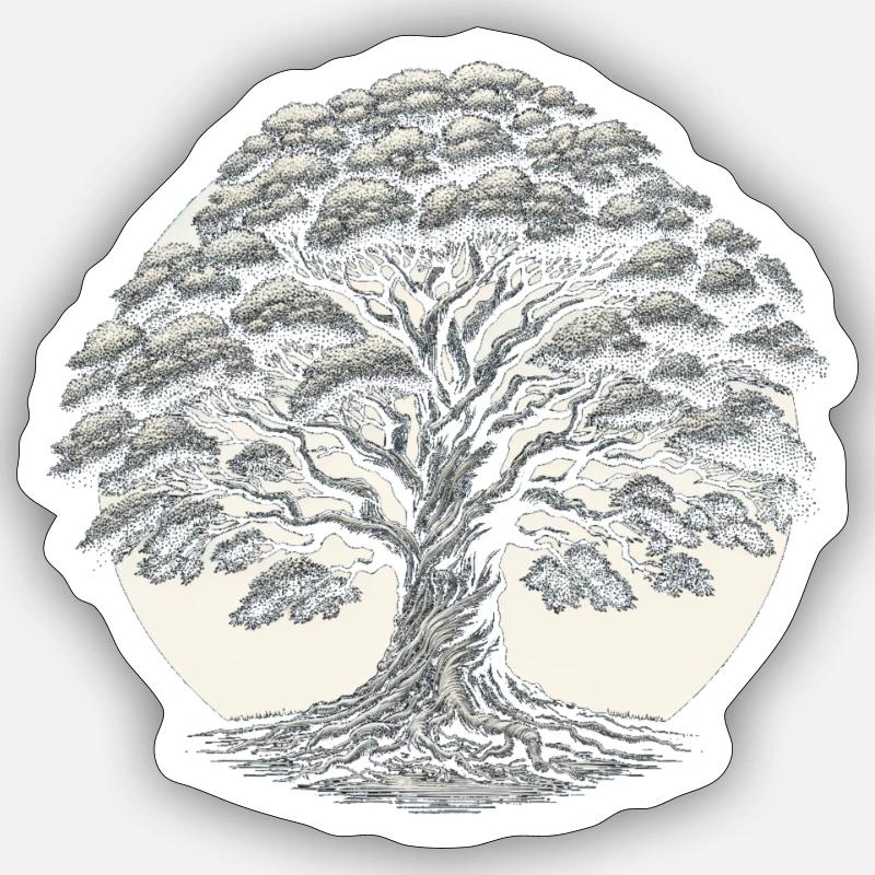 Arbre de la sagesse éternelle - Sticker taille S (10 x 10 cm) - blanc mat